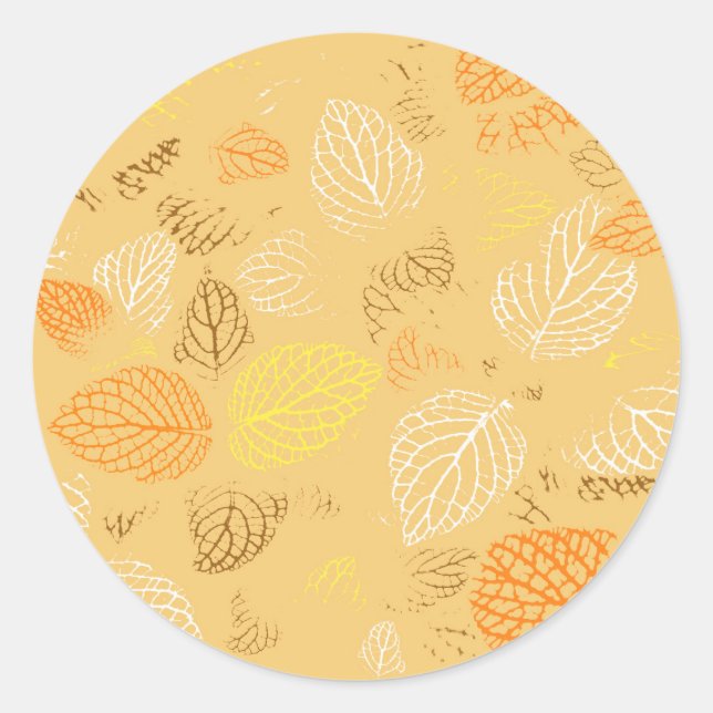 Autumn, Leaves Pattern 4 Classic Round Sticker (Front)
