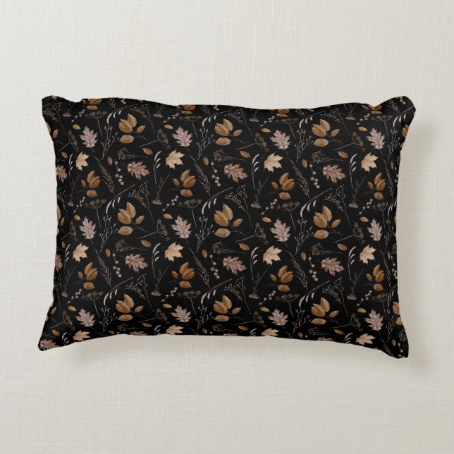 Autumn Leaves Pattern Accent Pillow (Back)