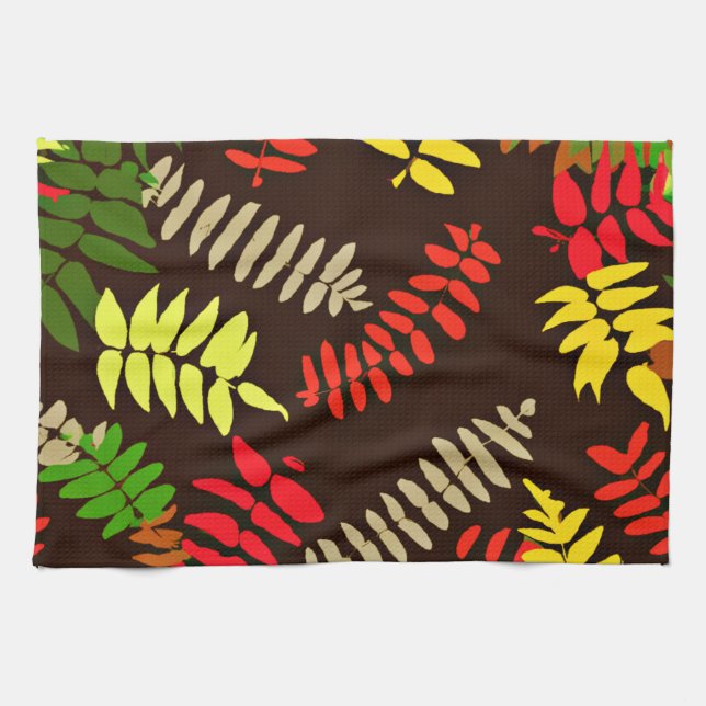 Autumn Leaves Pattern Art Kitchen Towel (Horizontal)