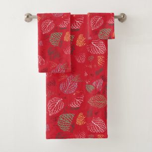 Autumn, Leaves Pattern Bath Towel Set