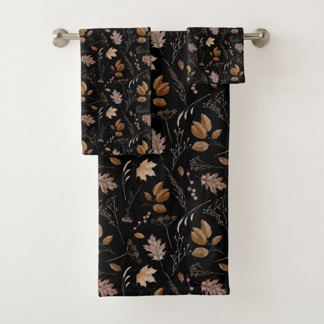 Autumn Leaves Pattern Bath Towel Set (Insitu)