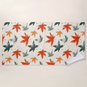 Autumn Leaves Pattern Beach Towel