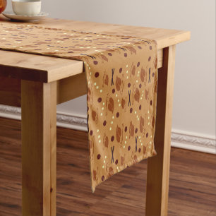 Autumn Leaves Pattern Burnt Orange Short Table Runner