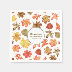 Autumn leaves pattern fall family reunion napkin