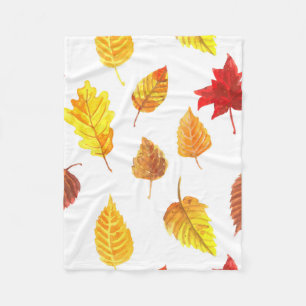 Autumn leaves pattern fleece blanket