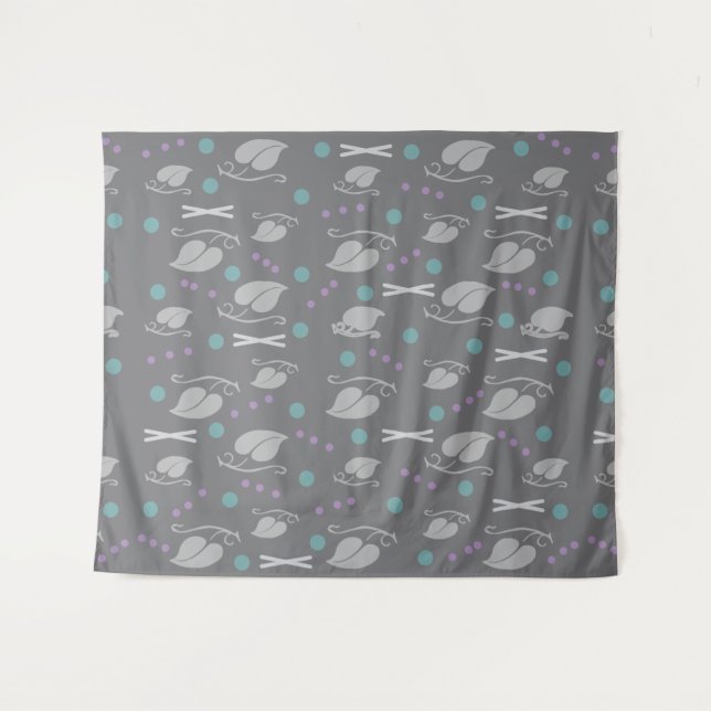 Autumn Leaves Pattern Grey Colourful Tapestry (Front (Horizontal))