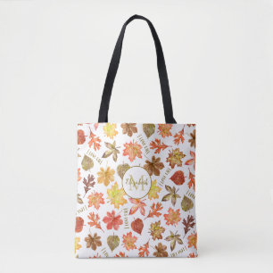autumn leaves pattern I love fall personalized Tote Bag