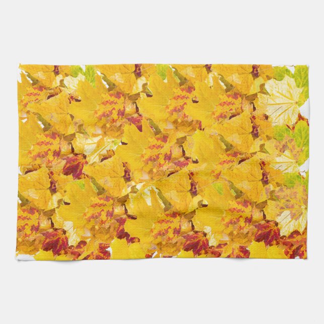 Autumn leaves pattern kitchen towel (Horizontal)