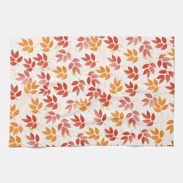 Autumn Leaves Pattern Kitchen Towel (Horizontal)