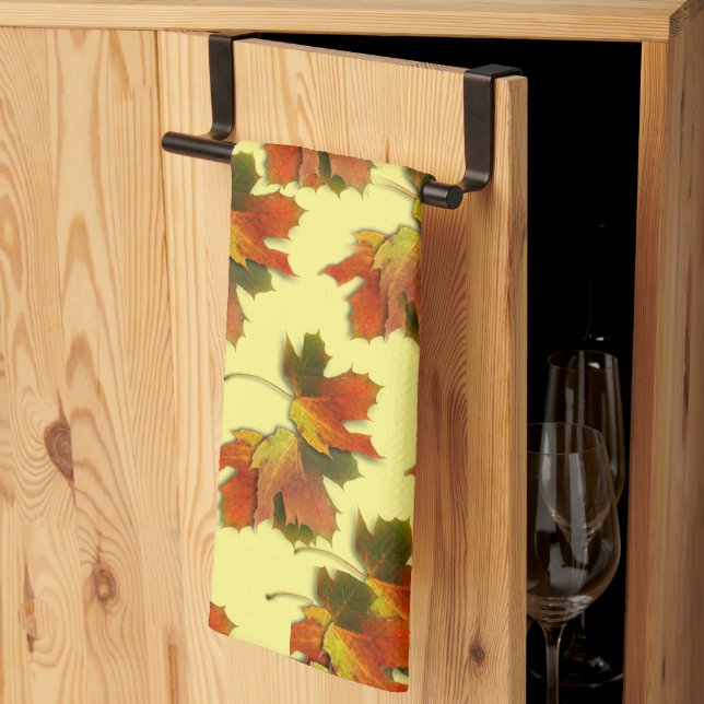 Autumn Leaves Pattern Kitchen Towel (Thirds Fold)