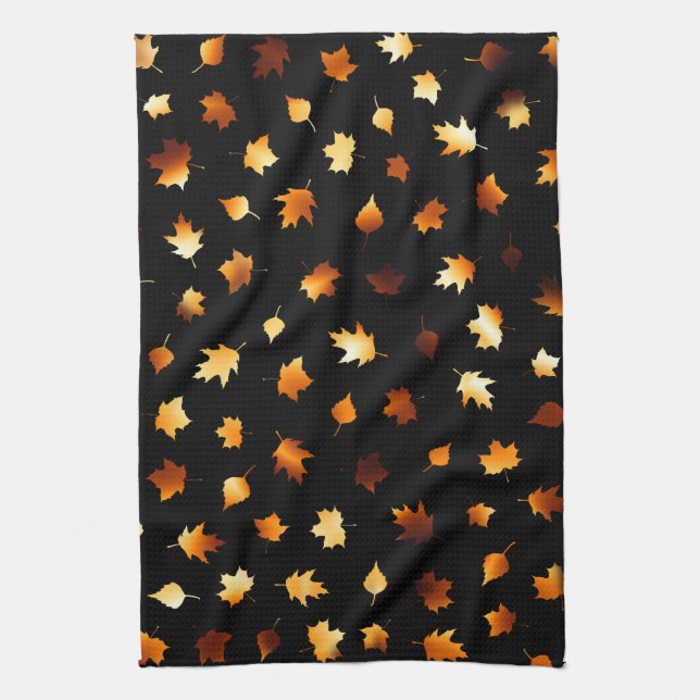 Autumn Leaves Pattern Kitchen Towel (Vertical)