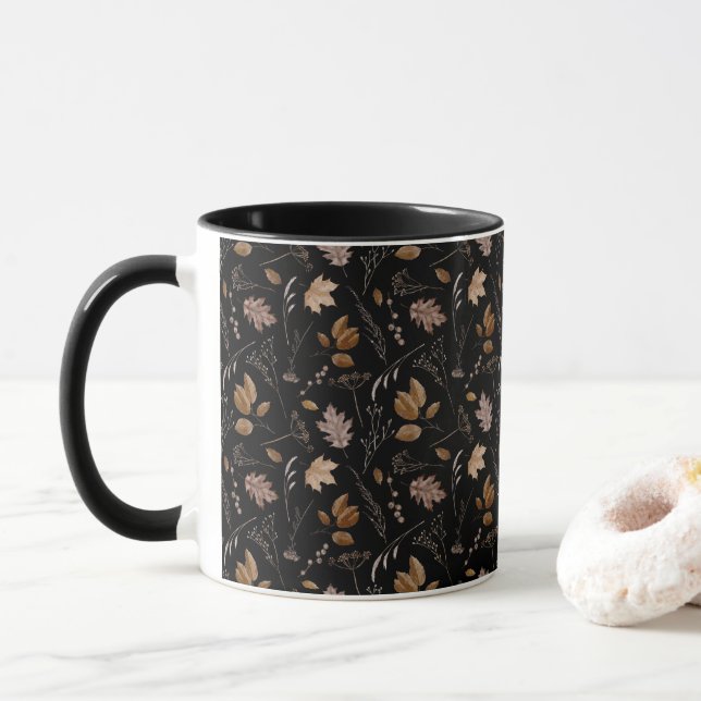 Autumn Leaves Pattern Mug (With Donut)