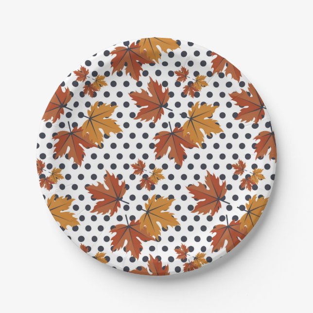 Autumn Leaves Pattern Paper Plate (Front)