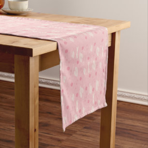 Autumn Leaves Pattern Pink Vanilla Short Table Runner