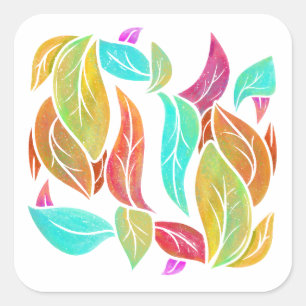 Autumn leaves pattern square sticker