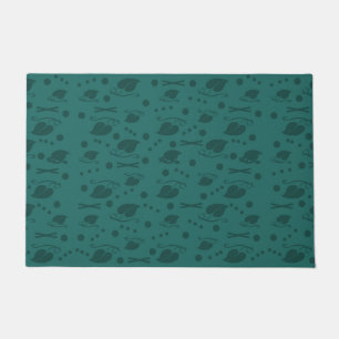 Autumn Leaves Pattern Teal Doormat