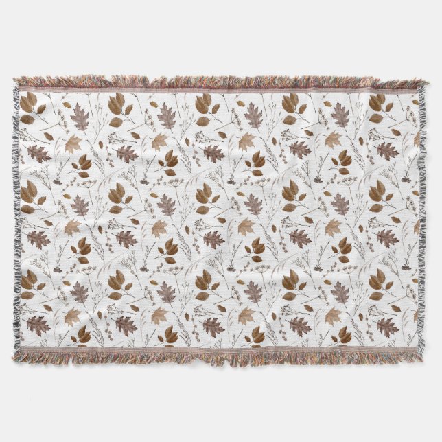 Autumn Leaves Pattern Throw Blanket (Front)