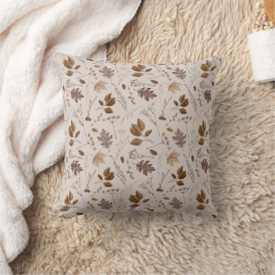 Autumn Leaves Pattern Throw Pillow