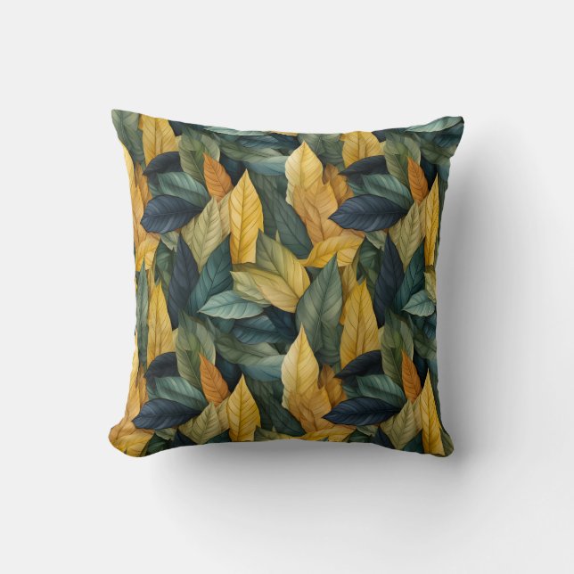 Autumn Leaves Pattern Throw Pillow (Front)