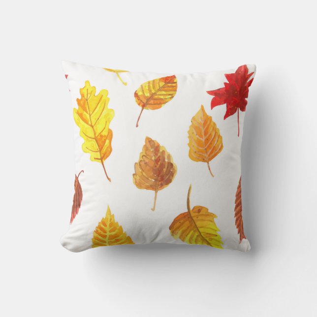 Autumn leaves pattern throw pillow (Front)