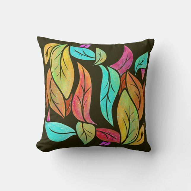 Autumn leaves pattern throw pillow (Front)