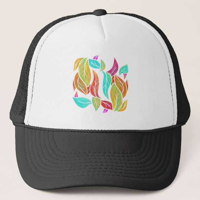 Autumn leaves pattern trucker hat (Front)