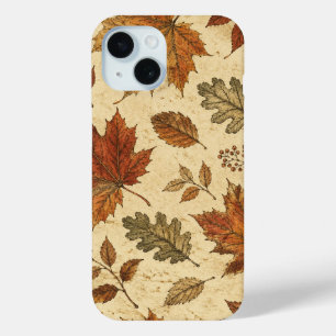 Autumn Leaves Pattern – Vintage Fall Botanical iPhone 15 Case