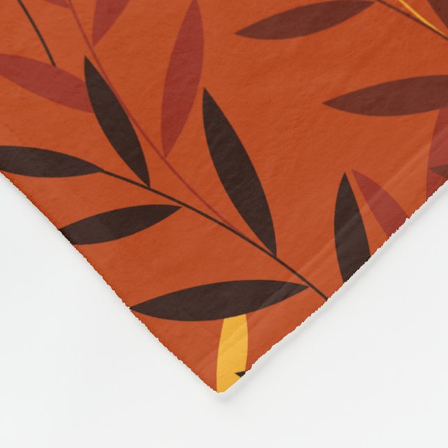 Autumn Leaves Pattern - Warm Fall Foliage Design Fleece Blanket (Corner)