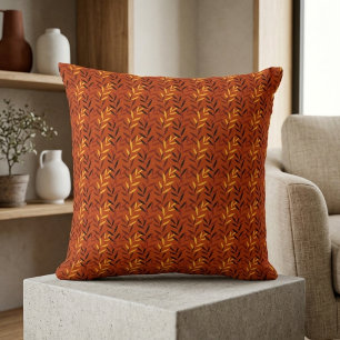 Autumn Leaves Pattern - Warm Fall Foliage Design Throw Pillow