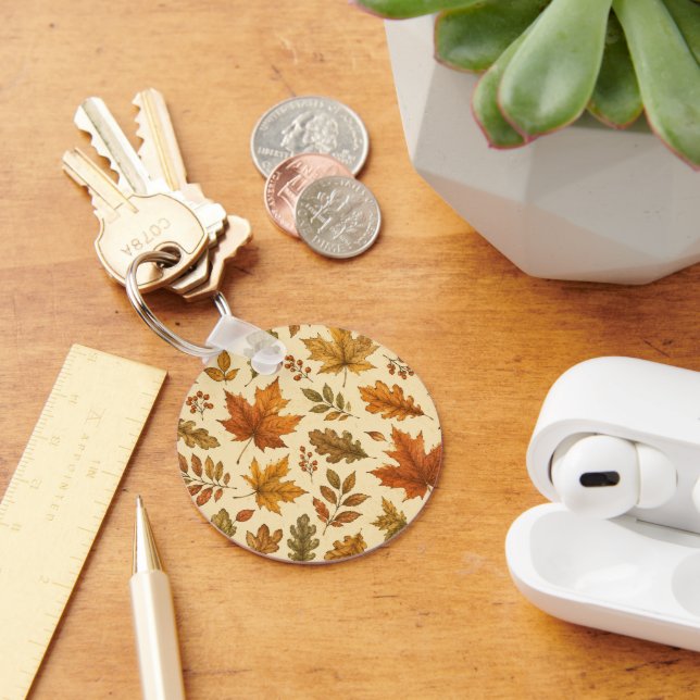 Autumn Leaves Pattern | Watercolor Fall Foliage  Keychain (Desk)
