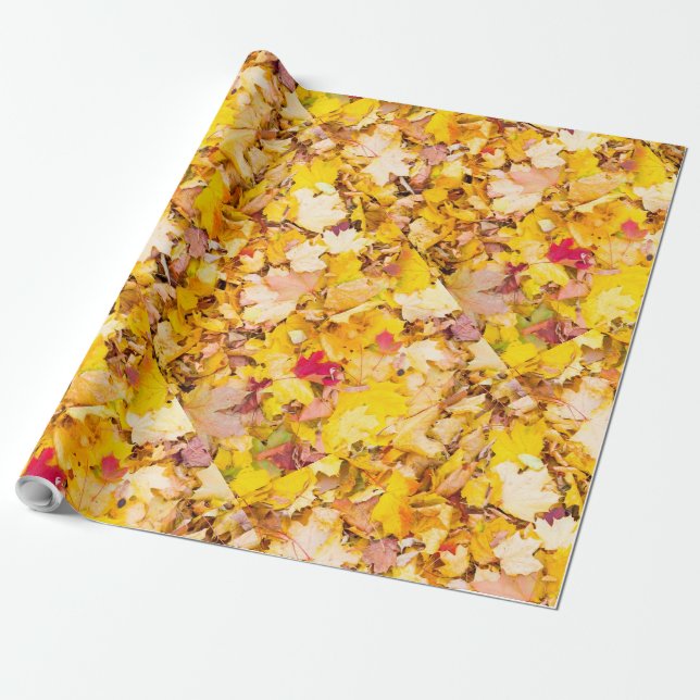 Autumn leaves pattern wrapping paper (Unrolled)