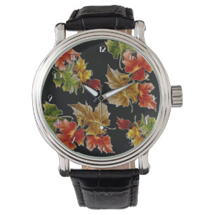 Autumn Leaves Pattern Wrist Watch