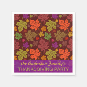 Autumn Leaves Personalized Fall Thanksgiving Party Napkin