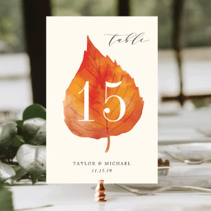 Autumn Leaves Personalized Table Number Card