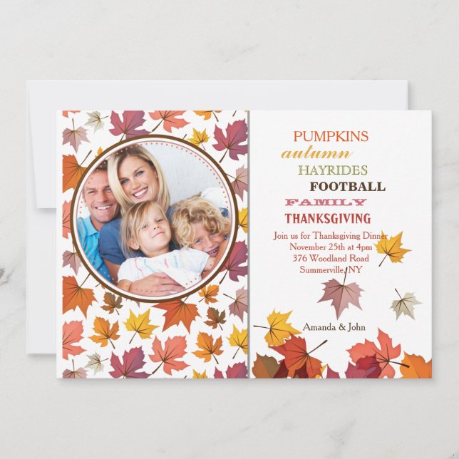 Autumn Leaves Photo Invitation (Front)