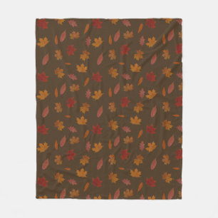 Autumn Leaves Photographic on Brown Custom Colour Fleece Blanket