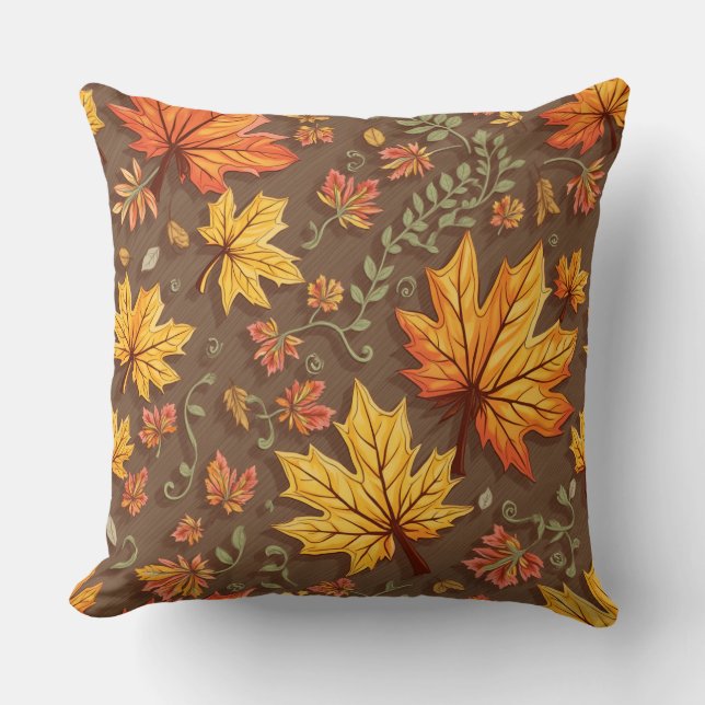 autumn leaves pillow cushion. (Front)