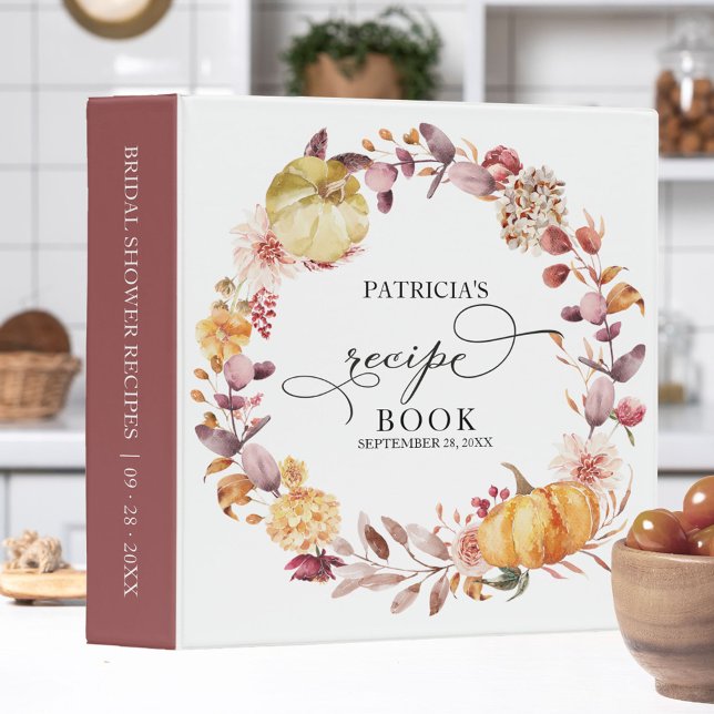 Autumn Leaves Pumpkin Bridal Shower Recipe Book Binder (Creator Uploaded)