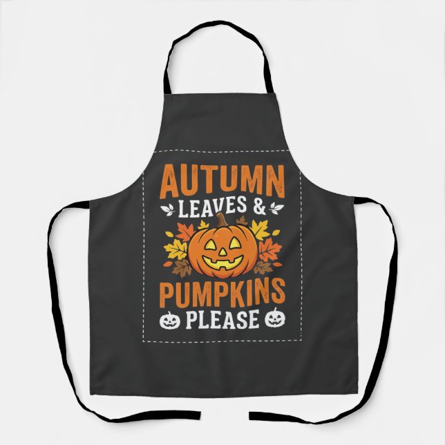 Autumn Leaves Pumpkin Halloween Design Apron (Front)