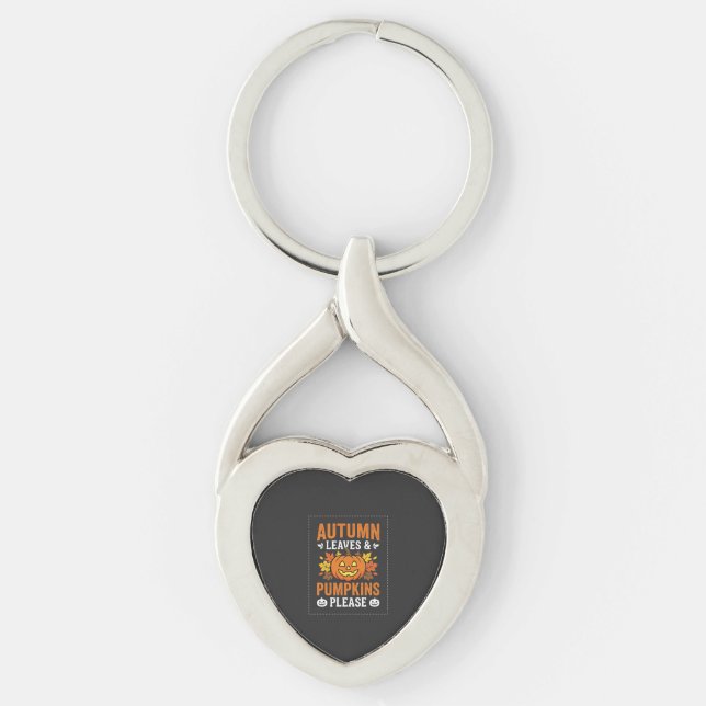 Autumn Leaves Pumpkin Halloween Design Keychain (Front)