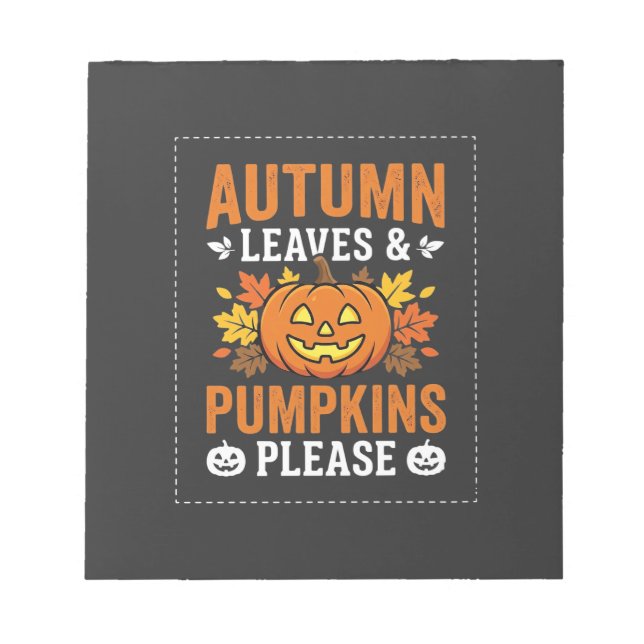 Autumn Leaves Pumpkin Halloween Design Notepad (Front)