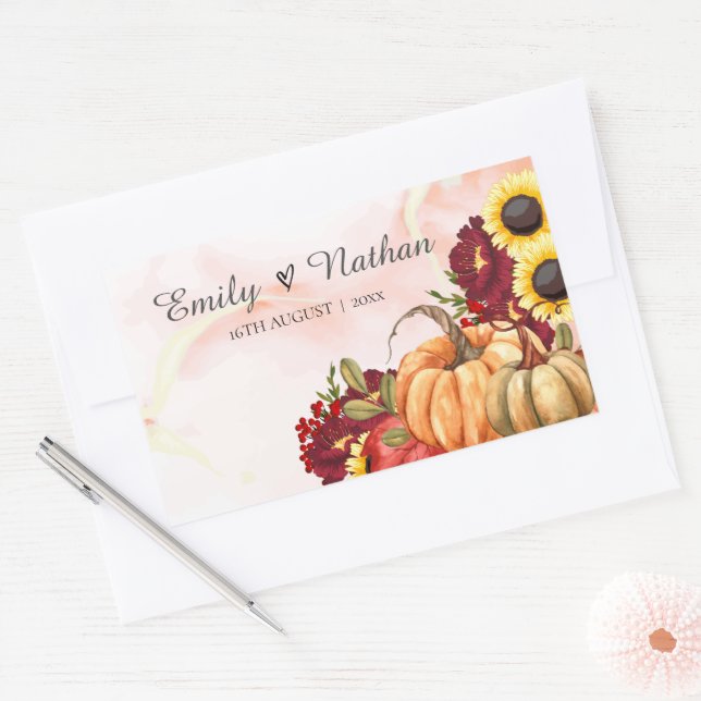 Autumn Leaves Pumpkin Sunflower Fall Wedding Cute Sticker (Envelope)