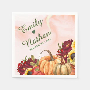 Autumn Leaves Pumpkin Sunflower Fall Wedding Party Napkin