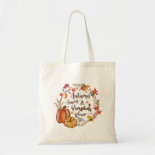Autumn Leaves Pumpkins Fall Orange Green Yellow  Tote Bag