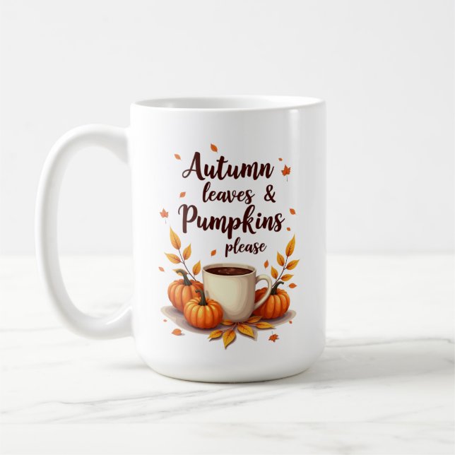 Autumn Leaves & Pumpkins Please Coffee Mug (Left)