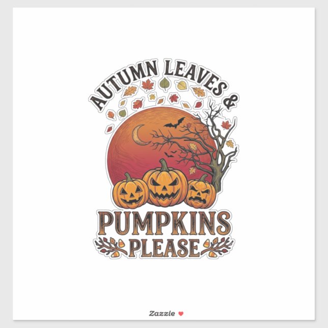 Autumn Leaves Pumpkins Please Halloween Bats Trees (Sheet)