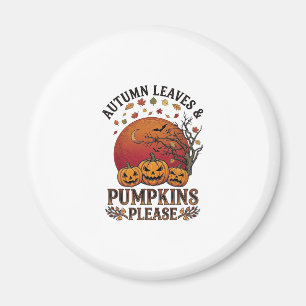 Autumn Leaves Pumpkins Please Halloween Bats Trees Magnet