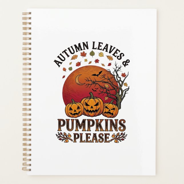 Autumn Leaves Pumpkins Please Halloween Bats Trees Planner (Front)