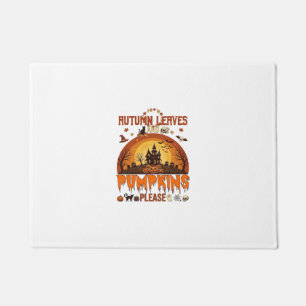 Autumn Leaves Pumpkins Please Halloween Haunted Ho Doormat