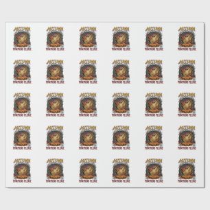 Autumn Leaves Pumpkins Please Halloween Spooky Tre Wrapping Paper
